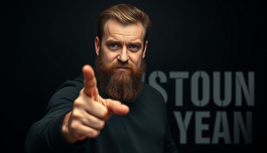 Man points to text about AI Code Agents for Productivity, introducing new era.