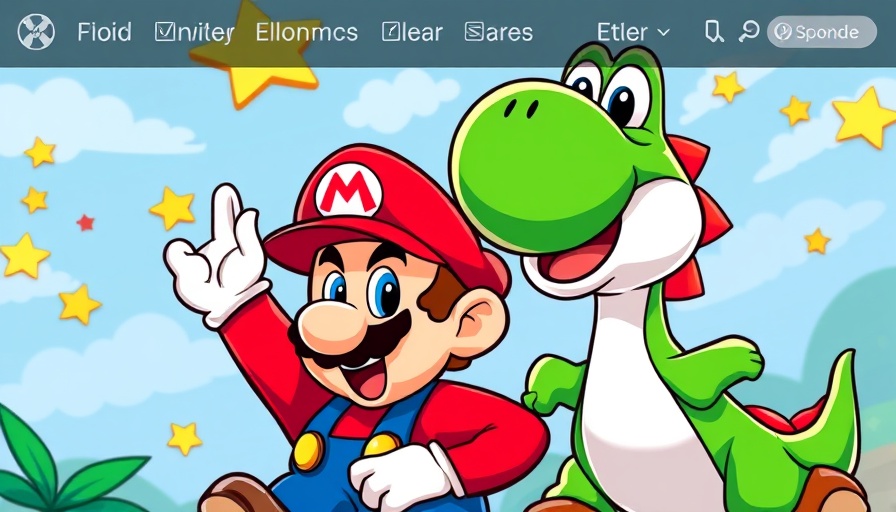 Retro Mario and Yoshi photo editing on Nintendo interface.