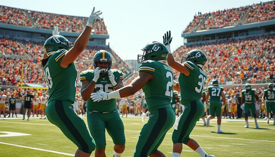 College football players celebrating at a game in Orlando.