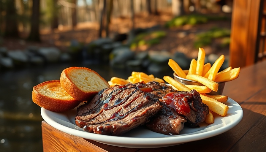 Plate of brisket and bread at Busch Gardens