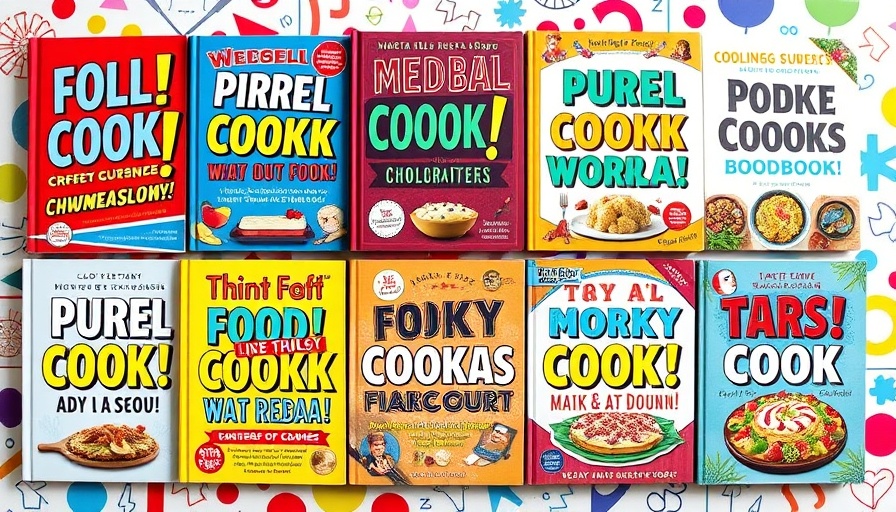 Colorful cookbook covers featuring titles with exclamation points for energetic design.