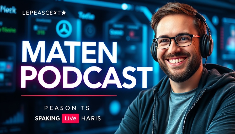 AI ethics and society podcast promo with host portrait and tech theme.