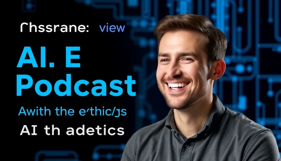Podcast cover discussing AI chatbots with minors, featuring smiling male host.