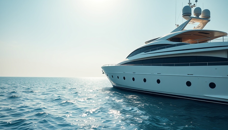 Luxurious yacht on ocean under blue sky, representing fashion designer's story.