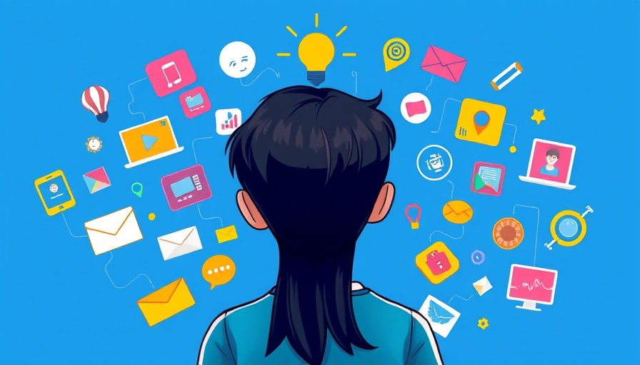Cartoon illustration of digital creativity and technology.