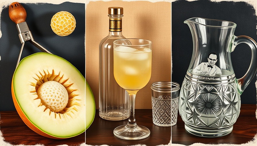 Vintage Honey Deuce cocktail recipe ingredients in artistic collage.
