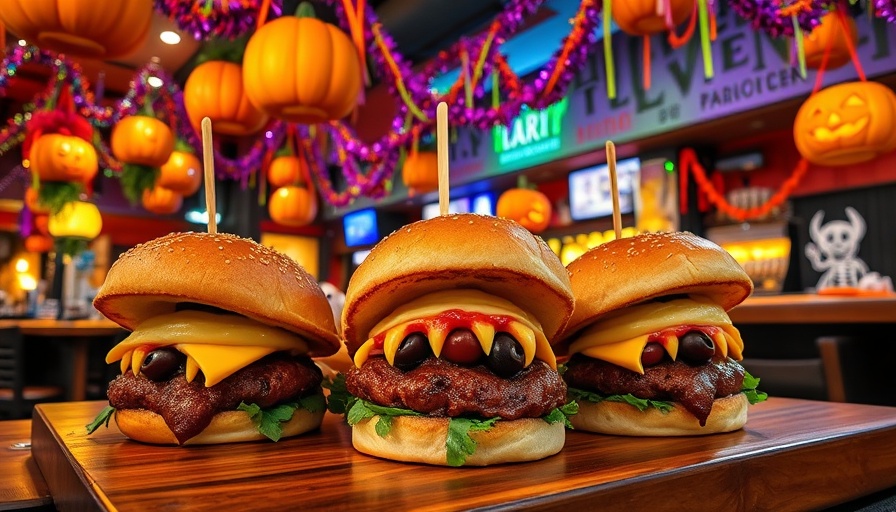 Whimsical monster sliders and festive Halloween decorations at Disney Springs.