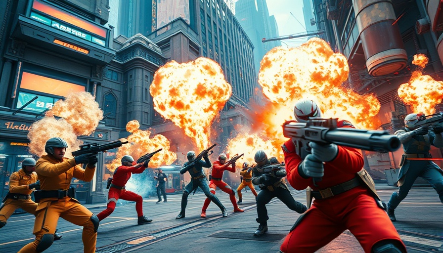 Overwatch 2 intense battle scene in a futuristic city.