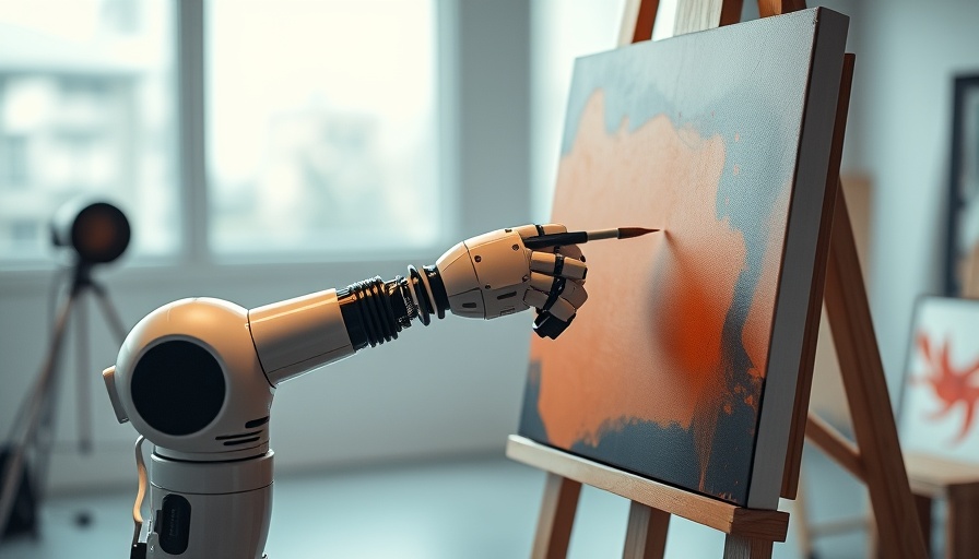 AI automation for entrepreneurs: robot painting art in studio scene.