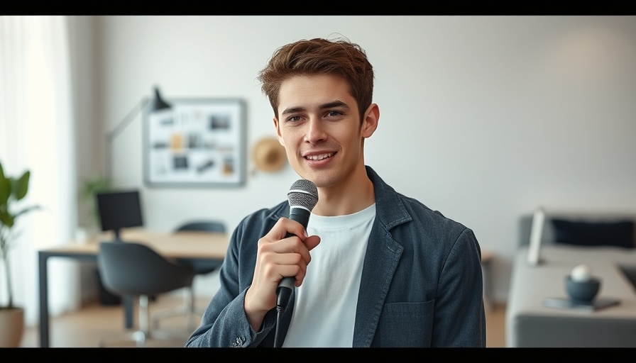 AI automations guide by young man in modern office setting.