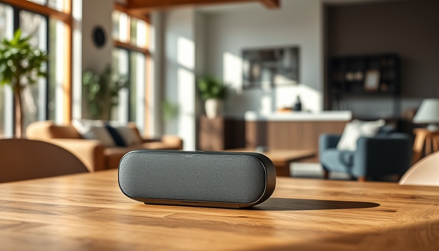 Tech gadget in modern living room, 2025 trend.