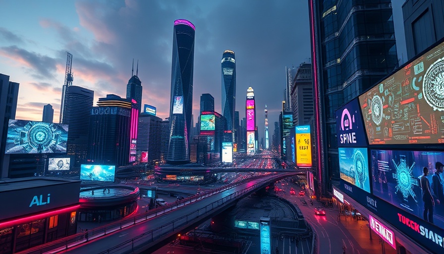 Futuristic cityscape representing the latest AI news 2025.
