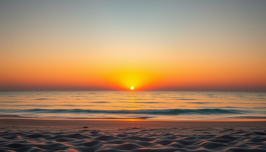 Sunset over a serene beach near Orlando, perfect hiking spot.
