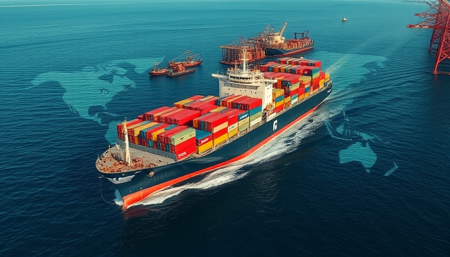 India seafood export gateway: Vibrant cargo ship at port.