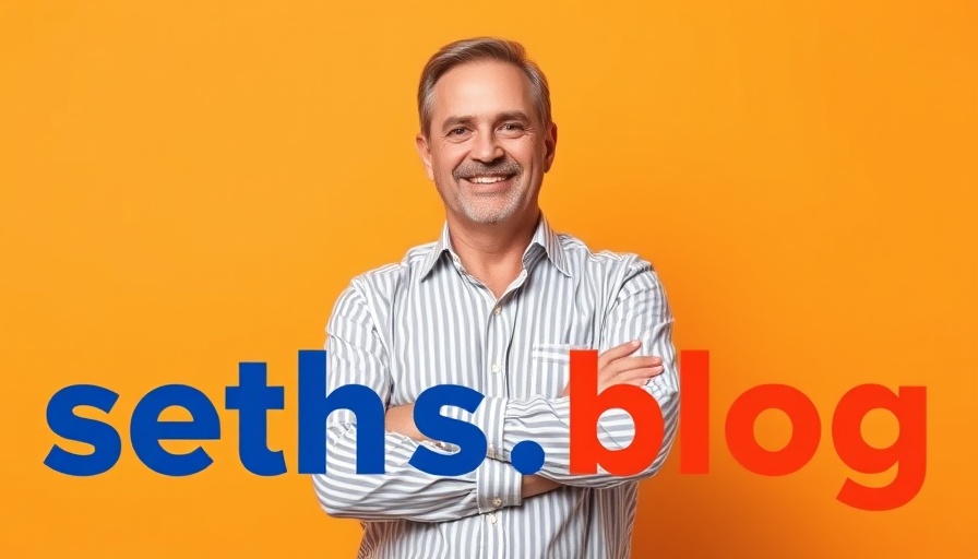 Smiling man building memorable brands with bold text and orange background.