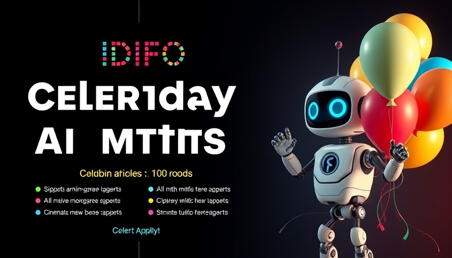 Digital poster about AI myths and trends with a cartoon robot