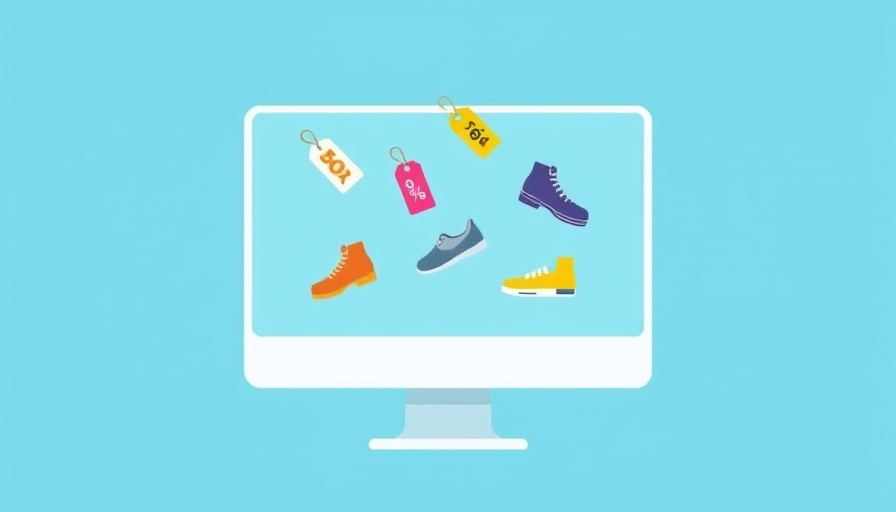 E-commerce concept illustration showing shoe listings for how to sell on eBay.