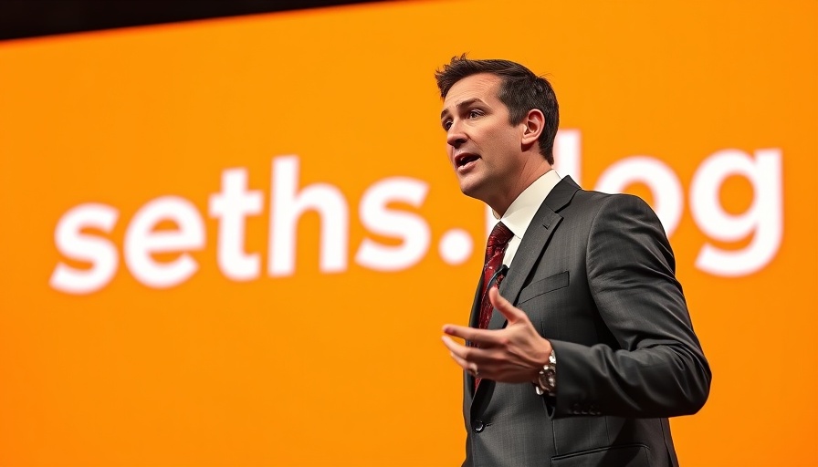Man speaking on stage with 'seths.blog' text, Gut Health Tips for Entrepreneurs.