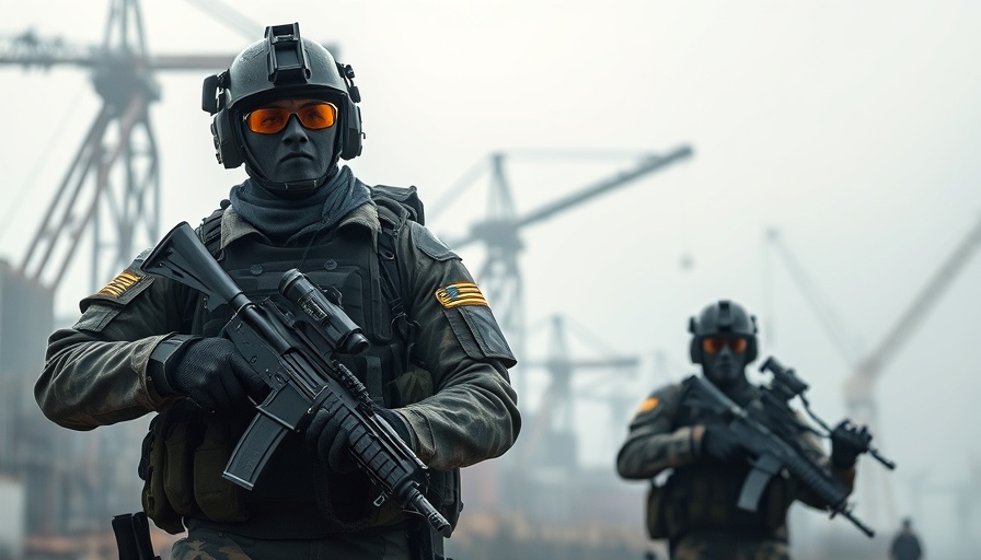 Escape from Tarkov Steam release teaser with soldiers and industrial background.