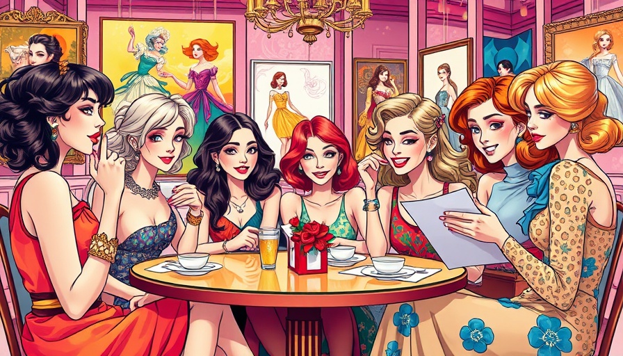 Whimsical live fashion illustrations in Orlando cafe setting.
