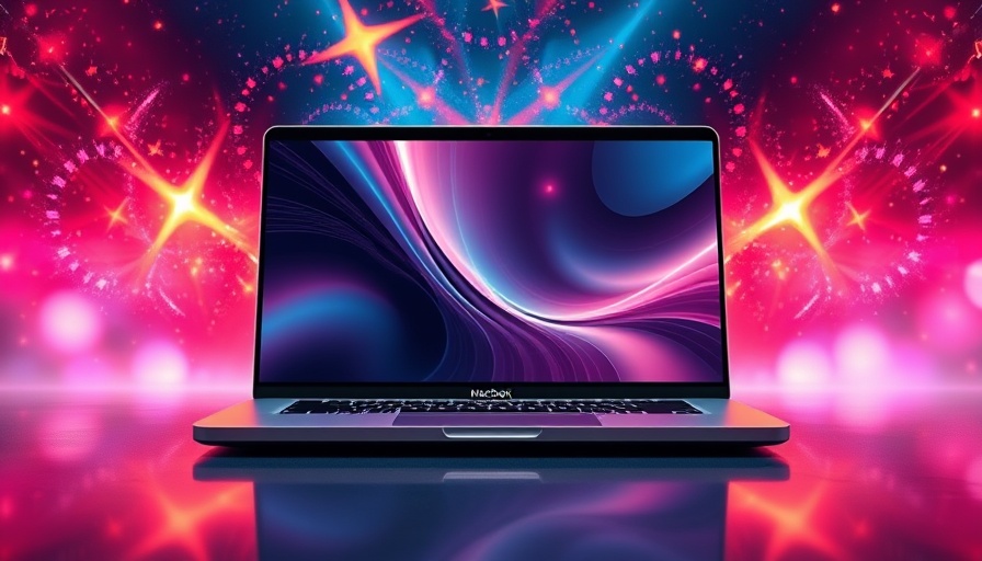 M4 MacBook Pro on vibrant abstract background.