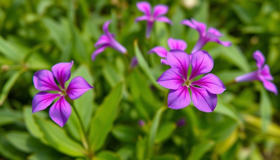 Vivid purple flowers in lush greenery, depicting outdoor activities in Florida.