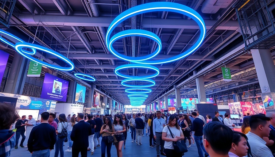 Futuristic tech conference showcasing latest AI news 2025