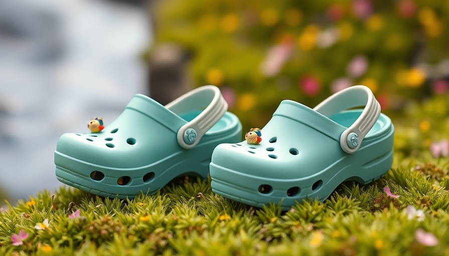 Fashion inspired by cozy games: Playful game-themed clogs on grassland.