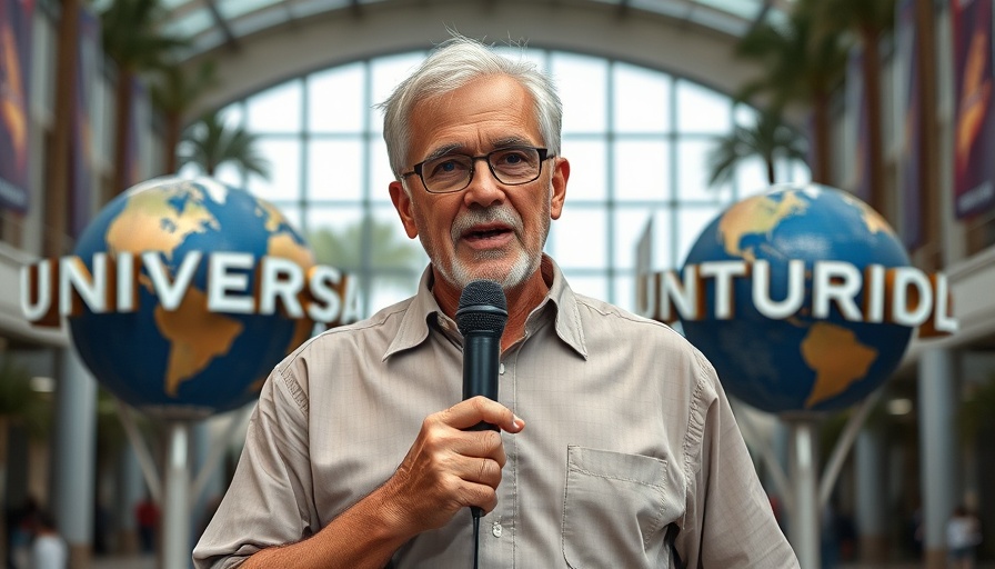 Universal Destinations expansion strategy presentation with speaker.