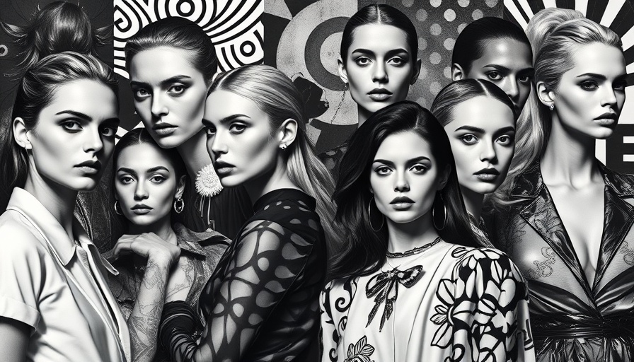 Fashion News Leading Trends: Black and white collage of fashion figures.
