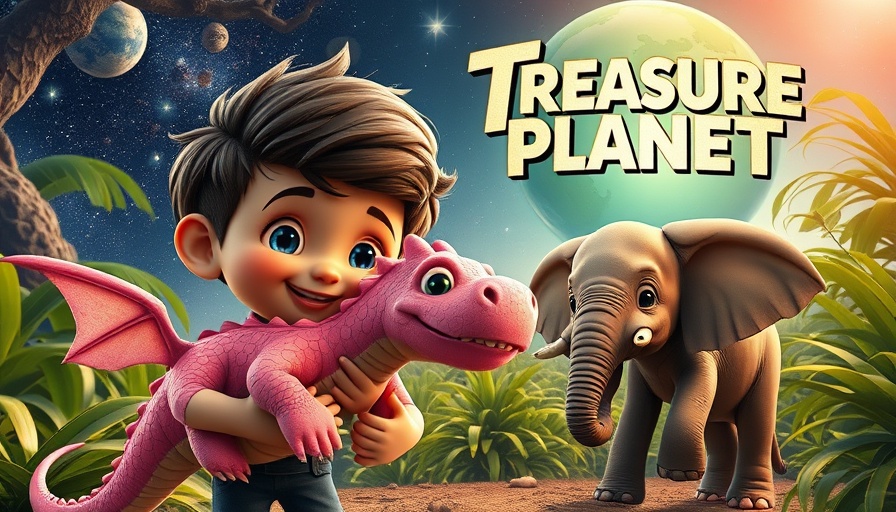 Disney history events depicted in vibrant collage with dragon, movie poster, and elephant.