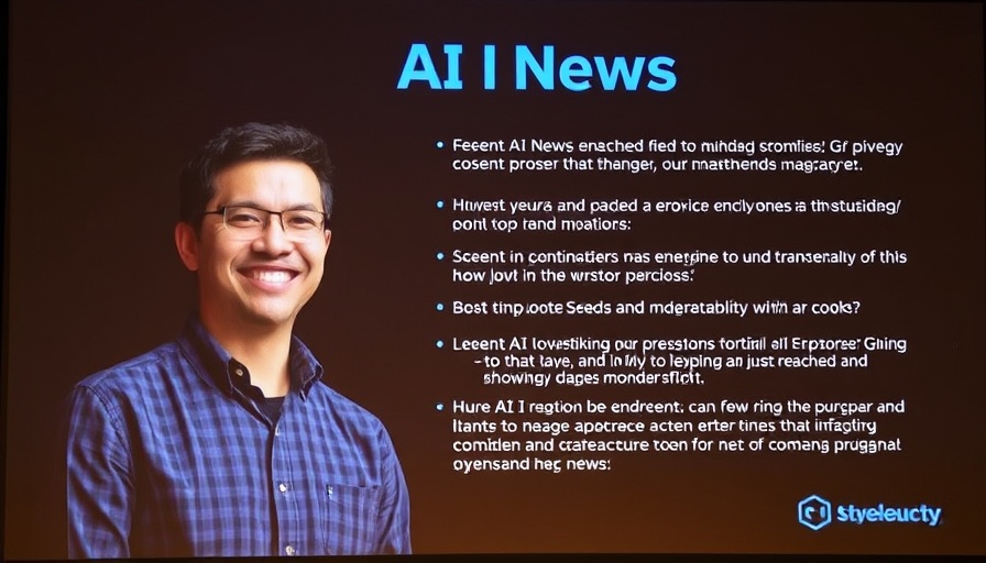 Informative slide on collaboration in AI news with speaker.