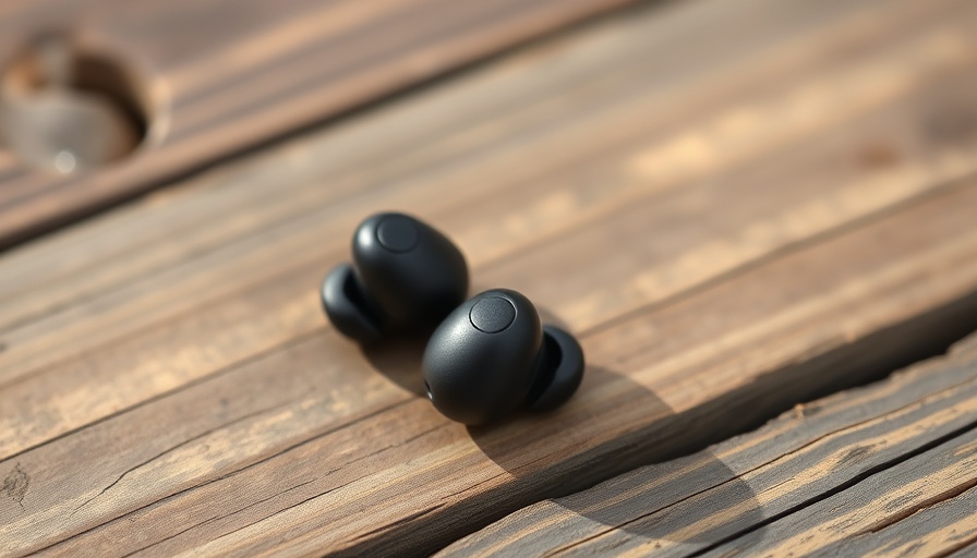 Sleek black wireless earbuds on rustic wooden surface, cheap wireless earbuds.