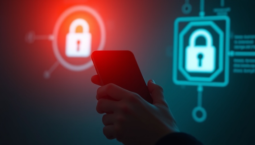 Glowing smartphone and padlock icon suggesting biometric authentication and decentralized storage.