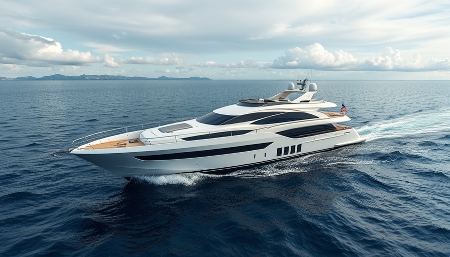 Luxurious yacht cruising in the ocean with scenic backdrop