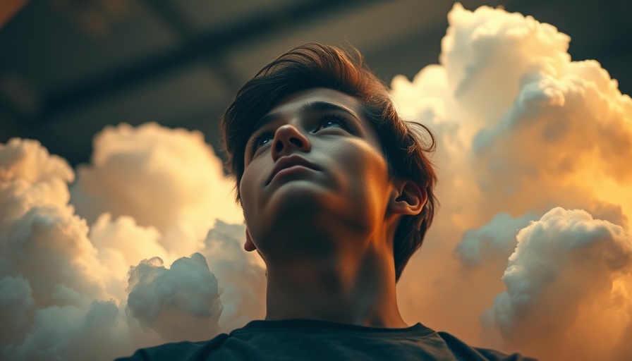 Ideas Are More Valuable Than Resources: Young adult with clouds in creative space.