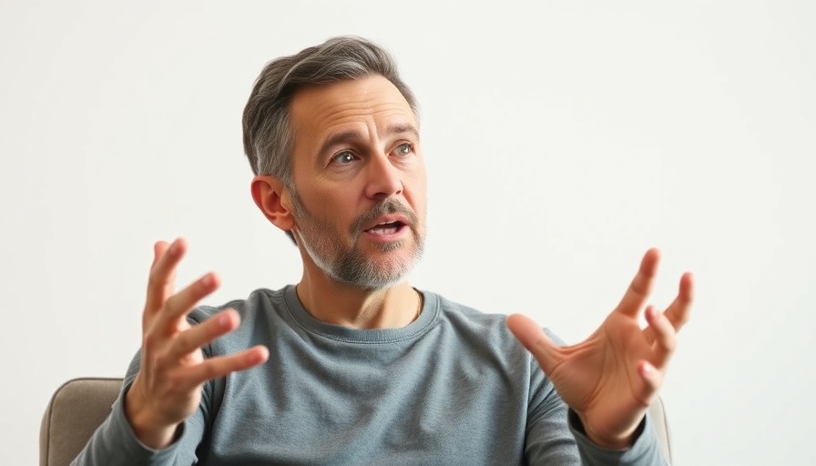 Passionate business speaker discussing AI's role in growth indoors.