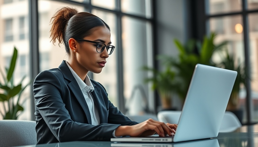 Businessman working on LLC annual reports at a desk with a laptop.