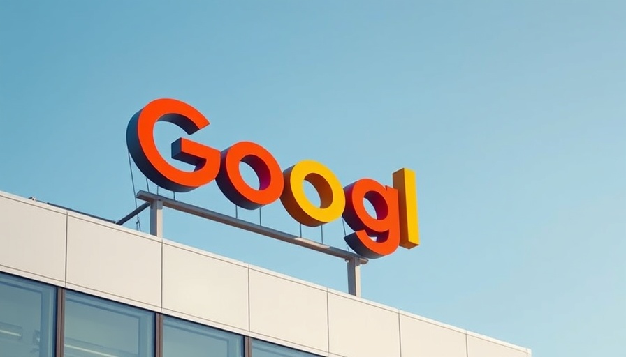 Google logo on building against blue sky, Google AI Overviews lawsuit.