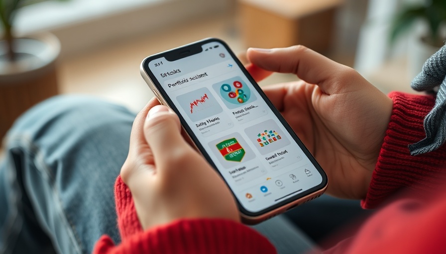 AI-guided stock picks app on smartphone screen held by person.