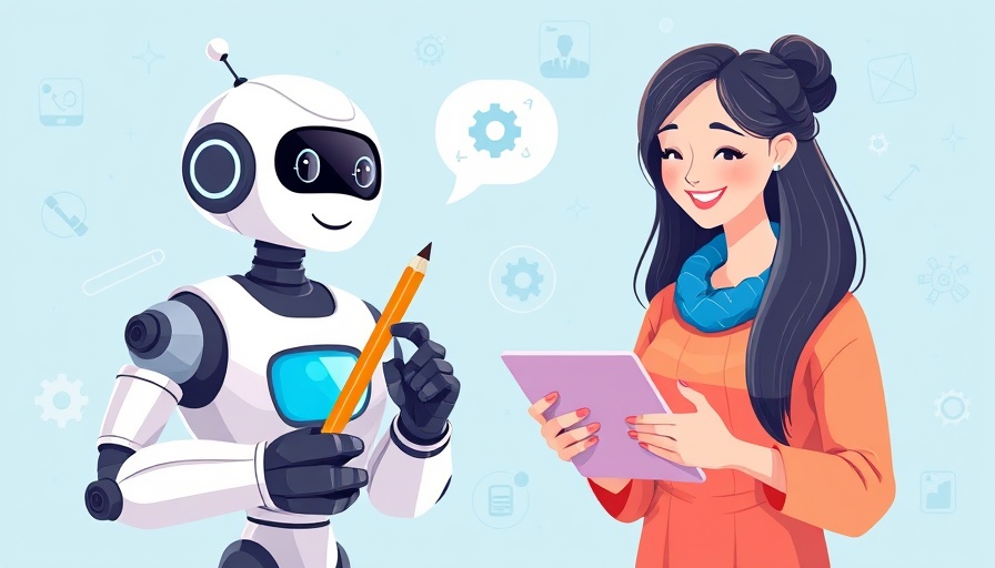 Illustration of AI and human collaboration in a digital setting.