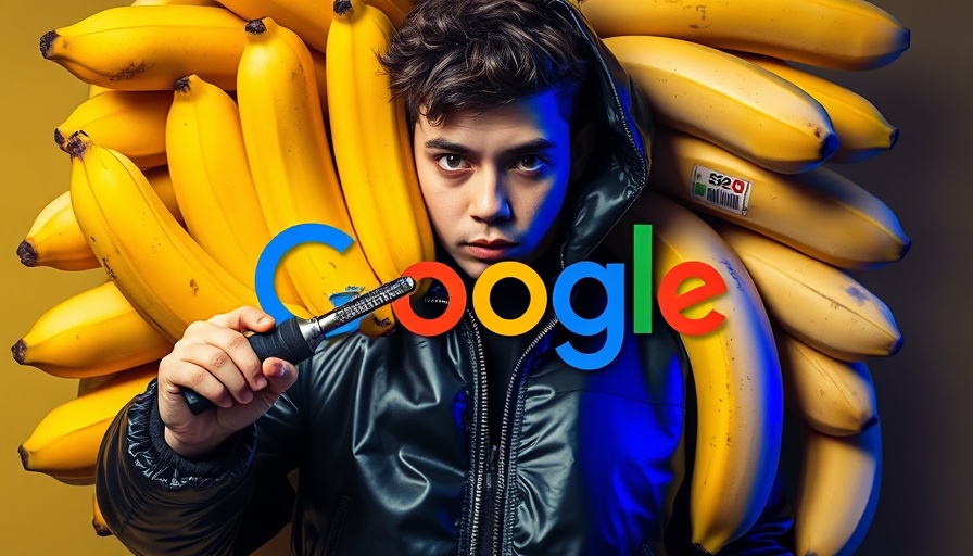 AI automation symbolism with surreal person, bananas, and Google.