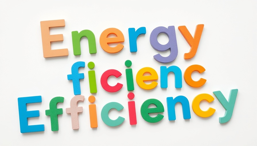 Vibrant cutout letters spelling energy efficiency, colorful design.