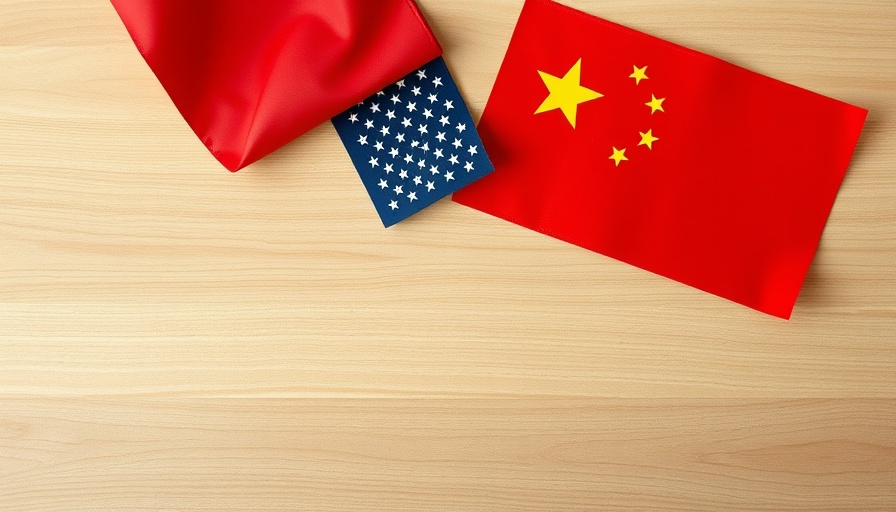 American and Chinese flags on wooden surface, symbolizing latest AI news 2025.
