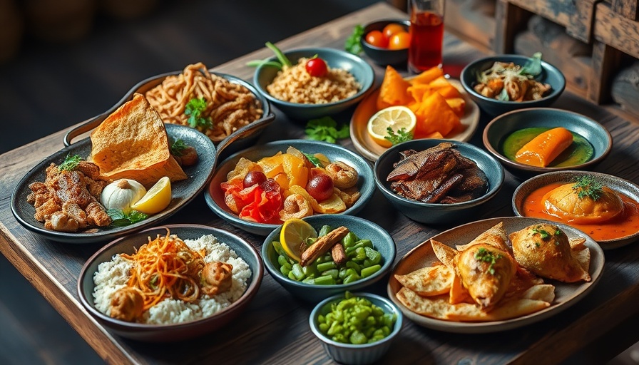 Colorful gourmet spread showcasing Orlando fine dining experiences.