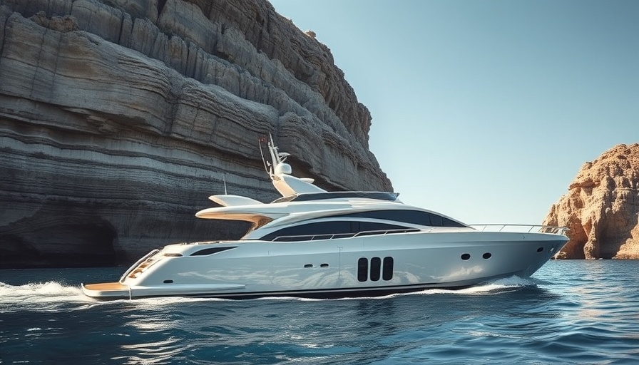 Elegant Pardo Endurance 72 yacht cruising by rocky cliffs.