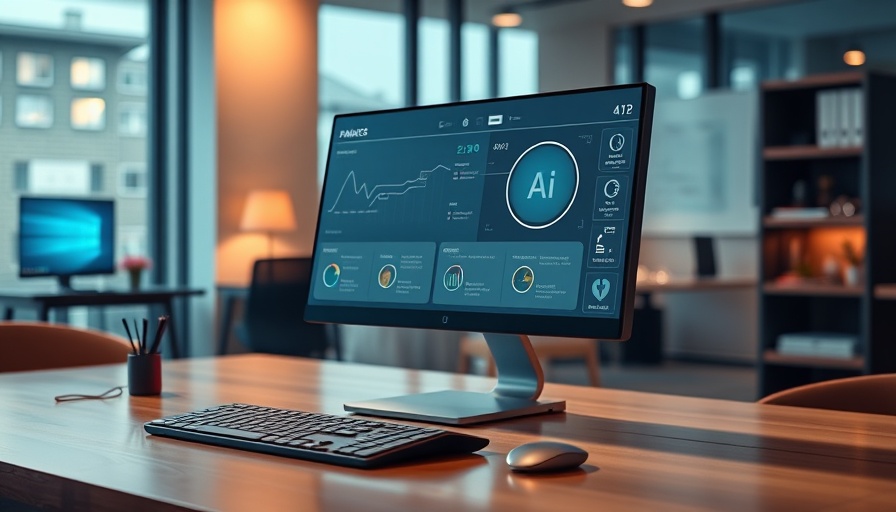 AI tool interface on modern desk, boosting productivity.