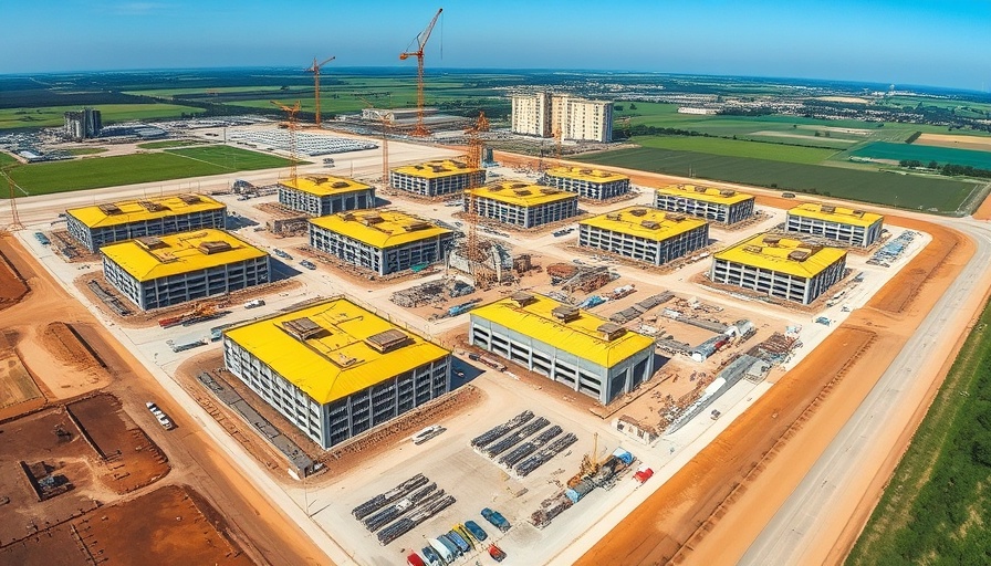 AI automation for entrepreneurs: aerial view of industrial complex under construction.