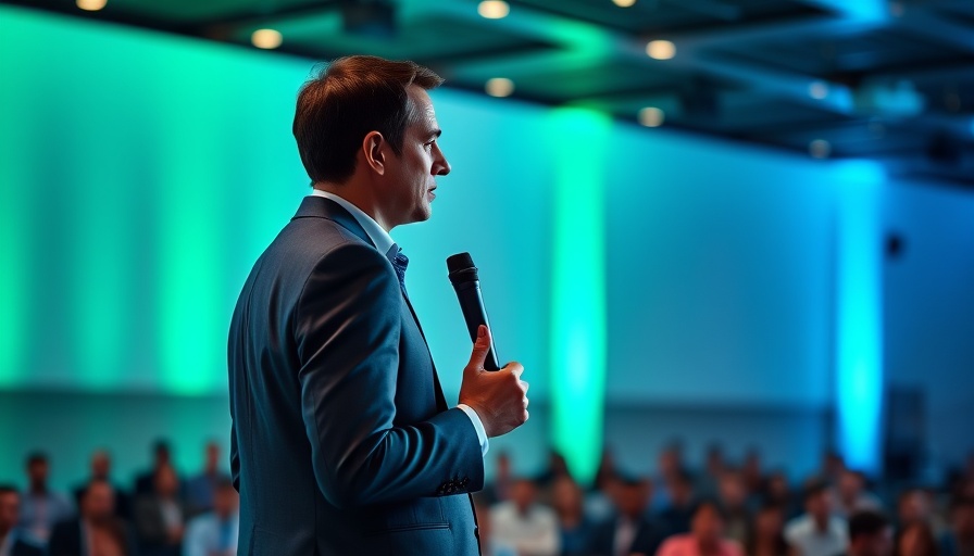 Speaker presenting on AI solutions for cybersecurity at a conference.
