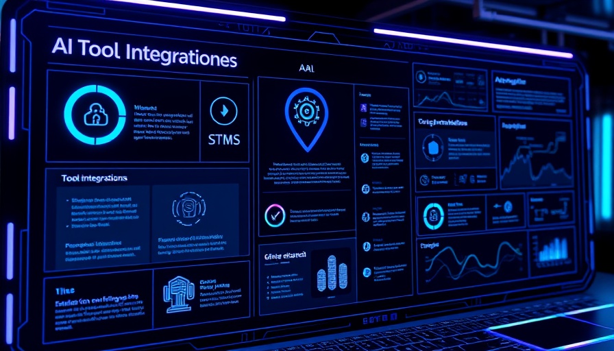 Futuristic software interface for AI tips for small business.